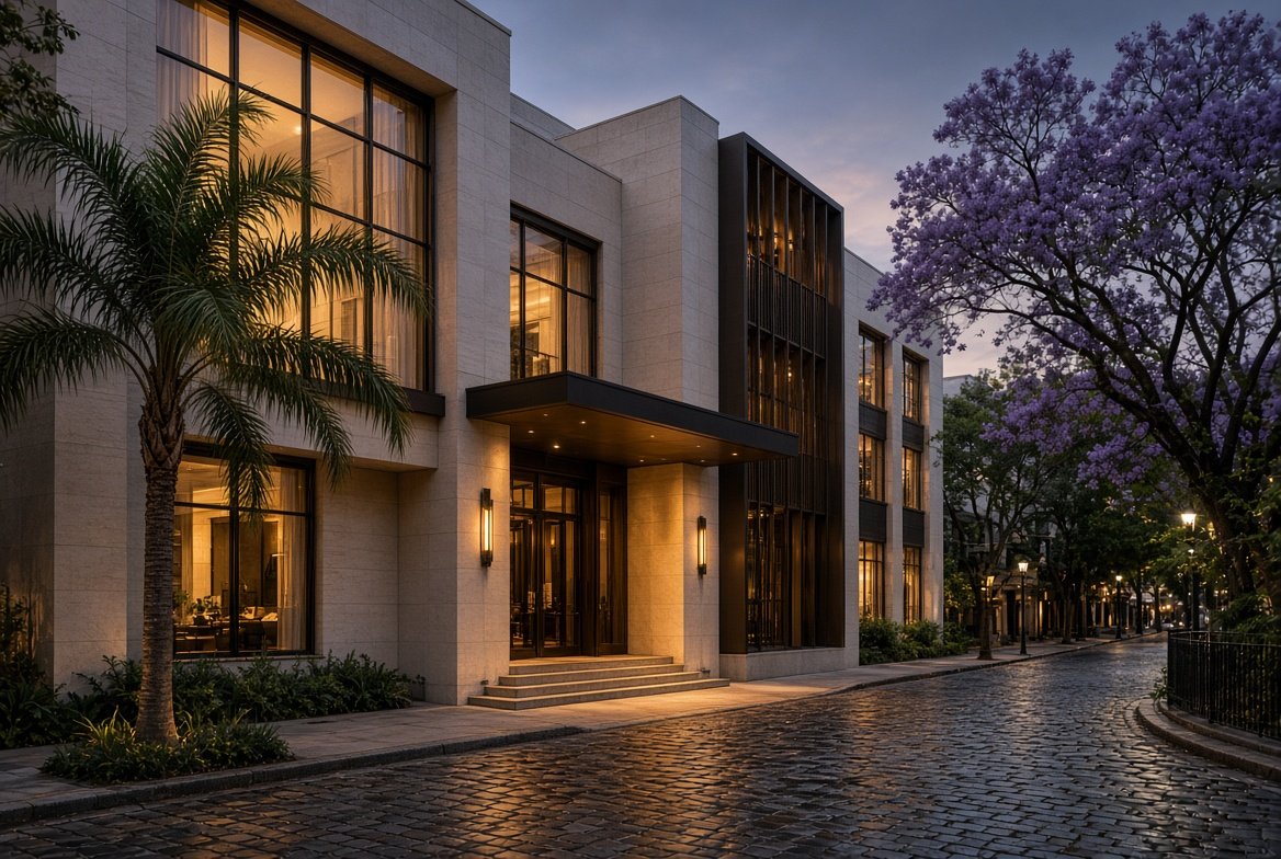 Fachada de Argensia Resort al atardecer en Recoleta